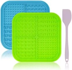 PatiencET Licking Mat For Dogs Cats 4 Pack, Dog Peanut Butter Lick Pad With Strong Suction Cups For Calming, Reduce Anxiety Boredom(Blue & Green & Orange & Purple) -Zoo Shop 41ReJdMQfSL. AC