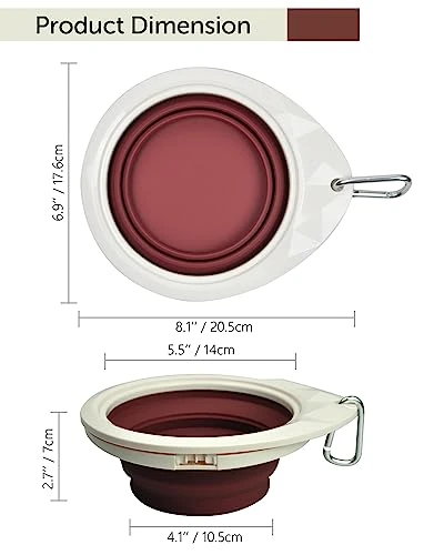 Collapsible Dog Bowl With Stand, Portable Foldable Food Dishes With Carabiner Clip, Pet Bowl With A Support, Travel Dog Cat Water Bowl (Pink) 4 Collapsible Dog Bowl With Stand, Portable Foldable Food Dishes With Carabiner Clip, Pet Bowl With A Support, Travel Dog Cat Water Bowl (Pink) - Image 2