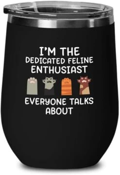 Flairy Land Cat Lady Black Wine Tumbler 12oz - Passionate About Cats -Cat Funny Gifts Cat Mom Cat Grandma Pet Paw Kitten Whiskers Cat Lovers Feline Cat Person Cat Rescuer -Zoo Shop 41SJEKLetXL. AC