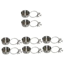 Bird Cage Mount Bowl Bunny Food Stainless Steel Dog Bowls 8 Pcs Feeder Silver Stainless Steel Alloy Rabbit Food Pet Feeder Metal Bird Feeder