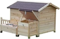 Zuyang Outdoor Wooden Large Dog House Kennel Outdoor Pet Cage Dog House With Dog Food Storage Box Dog Bowl Dog House With Door -Zoo Shop 41SMhFn1iiL. AC