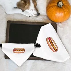 GENERIC Hot Dog Pet Bandana Collar - Food Graphic Scarf Collar - Graphic Dog Bandana - M -Zoo Shop 41TSTvXO2GL