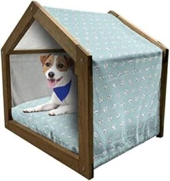 Ambesonne Fruit Wooden Dog House, Juicy Strawberries With Leaves Yummy Food Organic Charming Sweets Graphic Design, Indoor & Outdoor Portable Dog Kennel With Pillow And Cover, X-Large, Red Fern Green -Zoo Shop 41Tc2Mm0CL. AC
