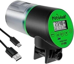 Petbank Automatic Fish Feeder - Rechargeable Timer Fish Feeder With USB Charger Cable, Fish Food Dispenser For Aquarium Or Fish Tank (CY-009 Blue) -Zoo Shop 41Tf05vteeL. AC