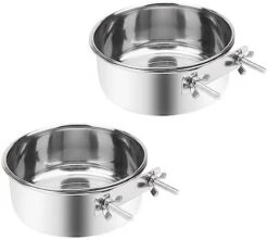 Wontee Pet Food Water Bowl With Clamp Holder Stainless Steel Feeding Cups Feeder For Dog Bird Parrot Cat Rabbit, 2 Packs (M) -Zoo Shop 41TifVvjgL. AC