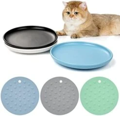 Dorakitten Ceramic Cat Food Dish: Cat Wet Food Bowls Cat Feeding Wide Bowls To Stress Relief Of Whisker Small Plates, Shallow Bowls For Kittens And Small Animals With Non-Slip Mat -Zoo Shop 41TlIjgeM3L. AC