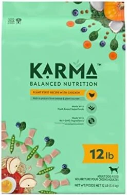 KARMA BALANCED NUTRITION Plant-First Recipe, Adult Natural Dry Dog Food With Chicken, 4 Lb. Bag -Zoo Shop 41TvGTmzW0L. AC