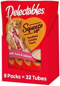 Hartz Delectables Squeeze Up Interactive Lickable Wet Cat Treats For Adult & Senior Cats, Tuna & Salmon, 4 Count(Pack Of 8) -Zoo Shop 41UCLIO2ImL. AC