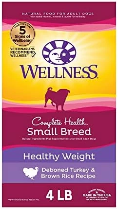Wellness Complete Health Small Breed Dry Dog Food With Grains, Natural Ingredients, Made In USA With Real Turkey, For Dogs Up To 25 Lbs (Adult, Healthy Weight Turkey & Rice, 4-Pound Bag) 11 Wellness Complete Health Small Breed Dry Dog Food With Grains, Natural Ingredients, Made In USA With Real Turkey, For Dogs Up To 25 Lbs (Adult, Healthy Weight Turkey & Rice, 4-Pound Bag) - Image 9
