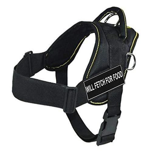 DT Fun Harness, Will Fetch For Food, Black With Yellow Trim, X-Large - Fits Girth Size: 34-Inch To 47-Inch 3 DT Fun Harness, Will Fetch For Food, Black With Yellow Trim, X-Large - Fits Girth Size: 34-Inch To 47-Inch