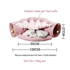YangYan Cat Bed Tunnel Collapsible Removeable Cat Tunnel Tube Pet Interactive Play Toys With Plush Balls For Cat Puppy (Color : Gold) -Zoo Shop 41UYoLc2EBL