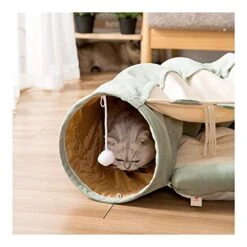 YangYan Cat Bed Tunnel Collapsible Removeable Cat Tunnel Tube Pet Interactive Play Toys With Plush Balls For Cat Puppy (Color : Gold) -Zoo Shop 41UoaE1HO0L