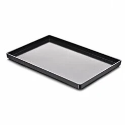 OMEM Reptile Food Bowl, Large Water Dish, Feeding Dish, Tortoise Bowl (L, Black Smooth)