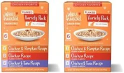 WholeHearted Grain Free Flaked Wet Cat Food Variety Pack For All Life Stages. (Chicken & Ocean, 12-2.8 Oz Pouches)