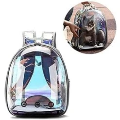 OLOTU Durable Outdoor Use Cat Backpack, Food Grade PC Laser Fabric Material Cat Carrier, Lightweight Portable Pet Backpack Carrier Cozy -Zoo Shop 41V019142WL