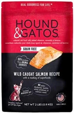 Hound & Gatos Dry Cat Food, Wild Caught Salmon Recipe, 2 Lb Bag -Zoo Shop 41VKmZeT47L. AC