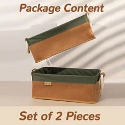 Yiotl Pet Storage Basket, Toy Organizer - Set Of 2 Pieces - Felt And Canvas Patchwork Storage Basket For Toys - One Size Fits All - Solid Pine Wood Handles - Green&Orange 13 Yiotl Pet Storage Basket, Toy Organizer - Set Of 2 Pieces - Felt And Canvas Patchwork Storage Basket For Toys - One Size Fits All - Solid Pine Wood Handles - Green&Orange -Zoo Shop 41VLrd8hpbL