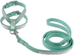 DOILNXH Suede Rhinestone Dog Harness And Leash Set Soft Diamante Pet Harness And Lead Step In For Small Medium Dogs Chihuahua Yorkshire Rose L -Zoo Shop 41VPCVGREqL. AC 1