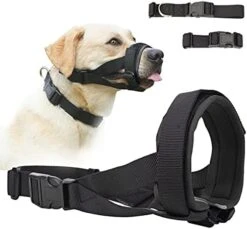 Barkless Dog Muzzle, Soft Padded Comfy Muzzle For Biting And Chewing, Adjustable Muzzle For Small, Medium, Large Dogs Corgi Labrador, Allows Drinking And Panting -Zoo Shop 41VavRW95XL. AC 1