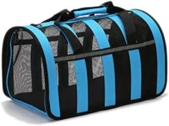LEFEDA Pet Cat Carrier Shoulder Bag Portable Carrying Bag Breathable Travel Outdoor Transportin For Cats Small Dogs Puppy Pet Supplies Pet Backpack Carrier (Color : Blue, Size : M) -Zoo Shop 41W0h2grt9L. AC 2