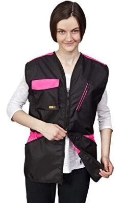 Dingo Dog Training Vest For Agility Dog Sports Training Waterproof Many Pockets For Carry Toys&Snacks 2-Way Zipper Drawstring Waist Pink Power S Size 16400-2