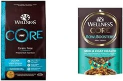 Wellness CORE Grain-Free High-Protein Dry Dog Food, Made In USA With Real Meat & Natural Ingredients, All Breeds, Adult Dogs (Turkey & Chicken, 26-lb) With Nutrients For Immune, Skin, & Coat Support -Zoo Shop 41W9z3WuF2L. AC