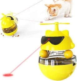 PUINGREN Cat Food Tumbler Toys Cat Food Dispenser Cat Treat Toys Cat Food Balance Ball,Cat Food Puzzle Feeder For Indoor Cats InteractiveToy Gift For Kitten/Dogs-USB Charging Cat Toys(Yellow) -Zoo Shop 41WjzONfKfS. AC
