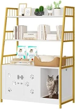 Recaceik Large Cat Litter Box Enclosure With Shelf Storage, Hidden Cat Washroom Furniture, Wooden Cat House With Scratch Pad, Sturdy Indoor Cat Cabinet With 2 Doors, Black 18 Recaceik Large Cat Litter Box Enclosure With Shelf Storage, Hidden Cat Washroom Furniture, Wooden Cat House With Scratch Pad, Sturdy Indoor Cat Cabinet With 2 Doors, Black -Zoo Shop 41XVaKZSArL. AC