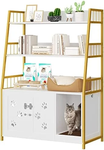 Recaceik Large Cat Litter Box Enclosure With Shelf Storage, Hidden Cat Washroom Furniture, Wooden Cat House With Scratch Pad, Sturdy Indoor Cat Cabinet With 2 Doors, Black 10 Recaceik Large Cat Litter Box Enclosure With Shelf Storage, Hidden Cat Washroom Furniture, Wooden Cat House With Scratch Pad, Sturdy Indoor Cat Cabinet With 2 Doors, Black - Image 8