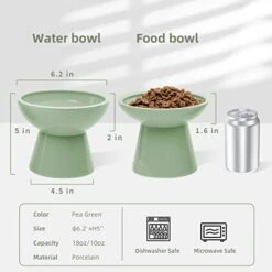 CEEFU 2 Extra Wide Elevated Cat Food Bowl, Ceramic Cat Bowls For Food And Water, Wide Shallow Cat Food Dish, Whisker Fatigue, Lead & Cadmium Free, Great Height For Cat