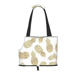 Mqgmz Golden Pineapple Background Print Pet Carrier Tote Bag With Pocket Safety - Amazing Design
