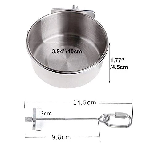 Ymmsuuie 2 Pack Bird Food Bowl With 1 Fruit Skewer Holder, Stainless Steel Parrot Feeder With Clamp For Cage,Stainless Steel Bowls For Cats And Dog, Bird Cage Food Water Bowls 6 Ymmsuuie 2 Pack Bird Food Bowl With 1 Fruit Skewer Holder, Stainless Steel Parrot Feeder With Clamp For Cage,Stainless Steel Bowls For Cats And Dog, Bird Cage Food Water Bowls - Image 4