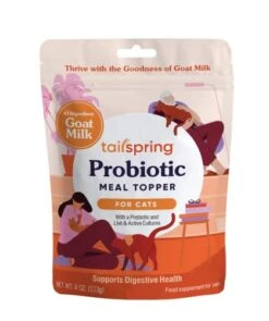 Tailspring Meal Topper For Cats, Made With Goat Milk, Human Grade, Use Dry Or Wet, (Probiotic, 8 Oz, Pack Of 3)