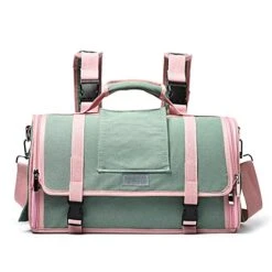 LEFEDA Multifunctions Comfortable Breathable Dog Backpack Creative Color-Matching Pet Cage For Traveling Portable Cat Bags Pet Backpack Carrier (Color : Green Pink)