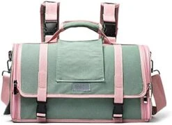LEFEDA Multifunctions Comfortable Breathable Dog Backpack Creative Color-Matching Pet Cage For Traveling Portable Cat Bags Pet Backpack Carrier (Color : Green Pink) -Zoo Shop 41ZCk3rNE8L. AC