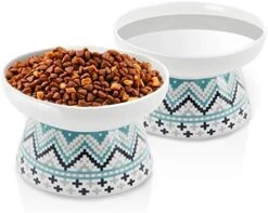 Frewinky Cat Bowls,Elevated Cat-Bowls Anti Vomiting,Ceramic Cat Dishes,Raised Cat Food And Water Bowl Set For Flat Faced Cats And Small Dogs,12 Oz,Blue -Zoo Shop 41ZMvd67 2L. AC