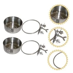 Bird Cage Mount Bowl Bunny Food Stainless Steel Dog Bowls 8 Pcs Feeder Silver Stainless Steel Alloy Rabbit Food Pet Feeder Metal Bird Feeder -Zoo Shop 41ZUgHpeoGL