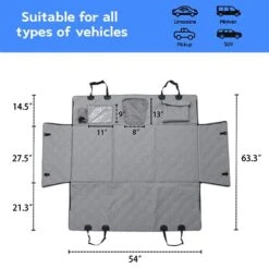 Adorepaw Back Seat Extender For Dogs, Dog Car Seat Cover With Mesh Window Multiple Pockets, Dog Hammock For Car Waterproof Car Camping Mattress, Non Inflatable Car Bed For Car SUV Truck (Grey) -Zoo Shop 41ZonGmAU0L