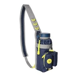 BUILT PET NightSafe Dog Water Bottle Carrier, Animal Drinking Cannister Holder Sling, Travel Friendly Hands Free Cross Body Bag With Treat Pouch & Poop Bag Dispenser For Dog Walking, 94-114cm, Blue