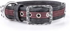 MyFamily Adjustable Dog Collar In Italian Made In Italy Leatherette, Antique Silver Metallic Finish, Comfortable And Durable, Handmade, London Collection -Zoo Shop 41ZsmuGYz6L. AC 2
