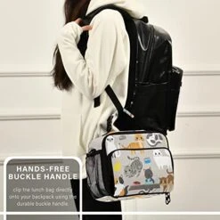 Eionryn Cute Kitty Cat With Cat Breeds Toys And Food Lunch Bags Lovely Cat Kitchen Lunch Box Insulated Cooler Bag Reusable Tote Shoulder Bag For Outdoor Picnic Meal Office -Zoo Shop 41a97GAR1jL