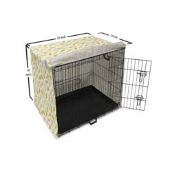 Ambesonne Exotic Dog Crate Cover, Hand Drawn Pineapples And Hearts Doodle Fresh Summer Food Illustration, Easy To Use Pet Kennel Cover For Small Dogs Puppies Kittens, 22 Inch, Yellow Sea Green Black -Zoo Shop 41aKcMx2snL