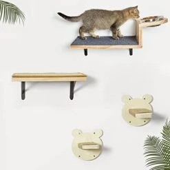 A.FATI Cat Wall Shelf, Wooden Cat Feeding Shelf With 2 Raised Bowls, 15° Tilted Feeding Position, Cat Shelves And Perches For Eating, Playing, Sleeping & Lounging 18 A.FATI Cat Wall Shelf, Wooden Cat Feeding Shelf With 2 Raised Bowls, 15° Tilted Feeding Position, Cat Shelves And Perches For Eating, Playing, Sleeping & Lounging -Zoo Shop 41aM3oT0T7L. AC