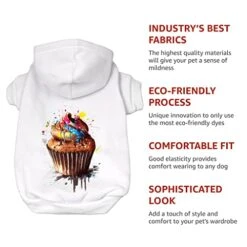 GENERIC Cupcake Dog Hoodie - Food Dog Coat - Printed Dog Clothing - Black, S -Zoo Shop 41aPq8fkh1L