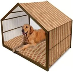 Ambesonne Fruit Wooden Dog House, Juicy Strawberries With Leaves Yummy Food Organic Charming Sweets Graphic Design, Indoor & Outdoor Portable Dog Kennel With Pillow And Cover, X-Large, Red Fern Green -Zoo Shop 41acG2SoIqL. AC