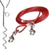 16.5ft (5m) Dog Tie Out Cable With 18 Inch Spiral Ground Stake Spike Out For Outdoor Yard And Camping Small To Medium Dogs
