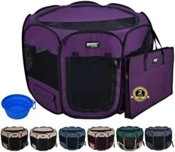 WINiPET 2-Door Folding Soft Pet Playpen (2 Year Warranty), Plus Carrying Bag And Food Grade Silicone Bowl, 10-Size And 12-Color Portable Dog Cat Playpen, Exercise Pen, Indoor & Outdoor Pet Home -Zoo Shop 41agFvJu iL. AC