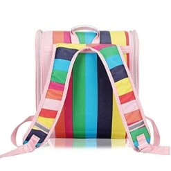 JOZZY Pet Travel Bag Rainbow Color Foldable Cat Carrier Bags Breathable Pet Carriers Small Dog Cat Backpack Travel Cage Pet Bag Carrying For Cats (Color : Pink) -Zoo Shop 41amaP8MuUL