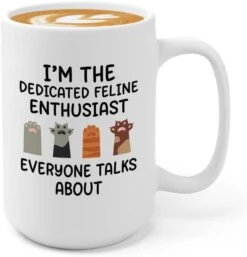 Flairy Land Cat Lady Coffee Mug 15oz Black - Passionate About Cats -Cat Paw Cat Parents Cat Mama Cat Lover Kitties Purr Feline Mom -Zoo Shop 41b1MNkiPL. AC