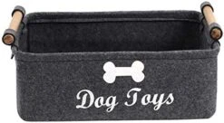 Morezi Felt Pet Toy Box And Dog Toy Box Storage Basket Chest Organizer - Perfect For Organizing Pet Toys, Blankets, Leashes And Food - Dog Toy - Dark Grey -Zoo Shop 41bxYzw 3L. AC